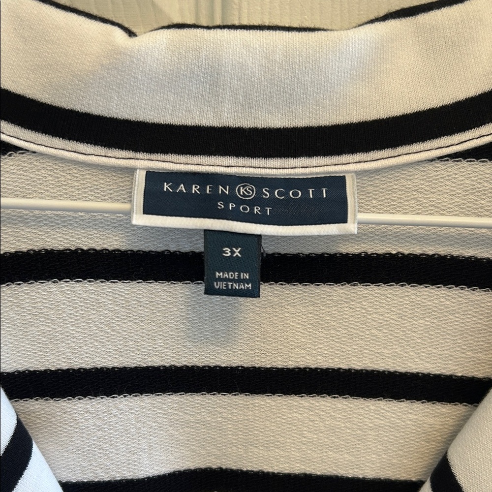 Karen Scott Black and White Striped Top